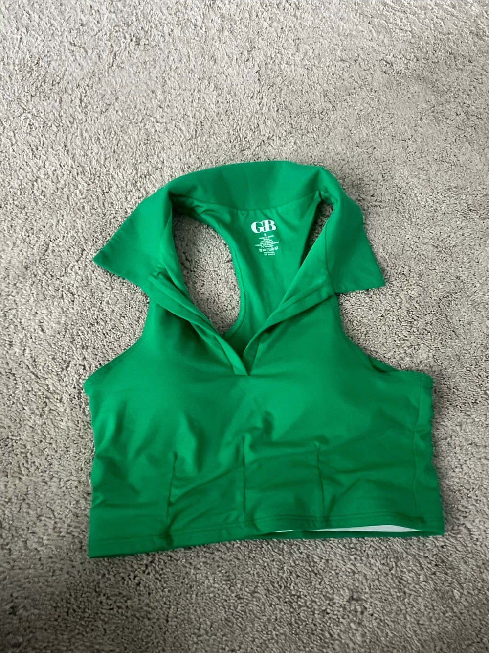 GB Green Sleeveless Collared Crop Top